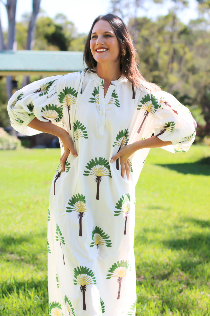 Palm Kaftan Midi Dress EeshaBoutique