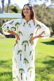Palm Kaftan Midi Dress