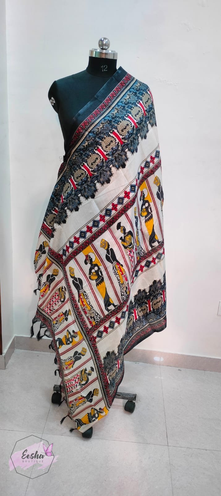 Tribal Print - Khadi Cotton Silk Dupatta