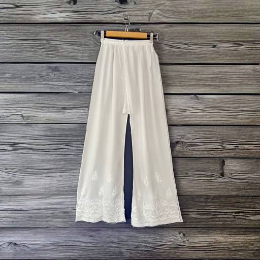 White Rayon Palazzo Pants - Lotus