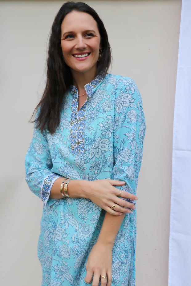 Sky Blue Hand Block Print Tunic