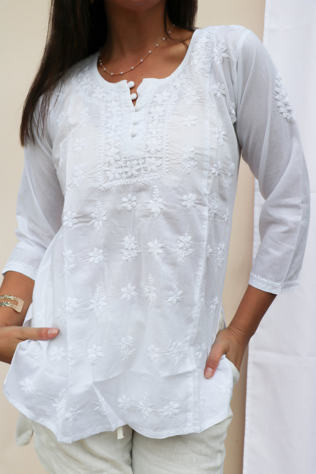 Susan - White Cotton Top