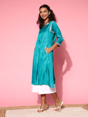 See Green Silk A-line Dress With Pockets