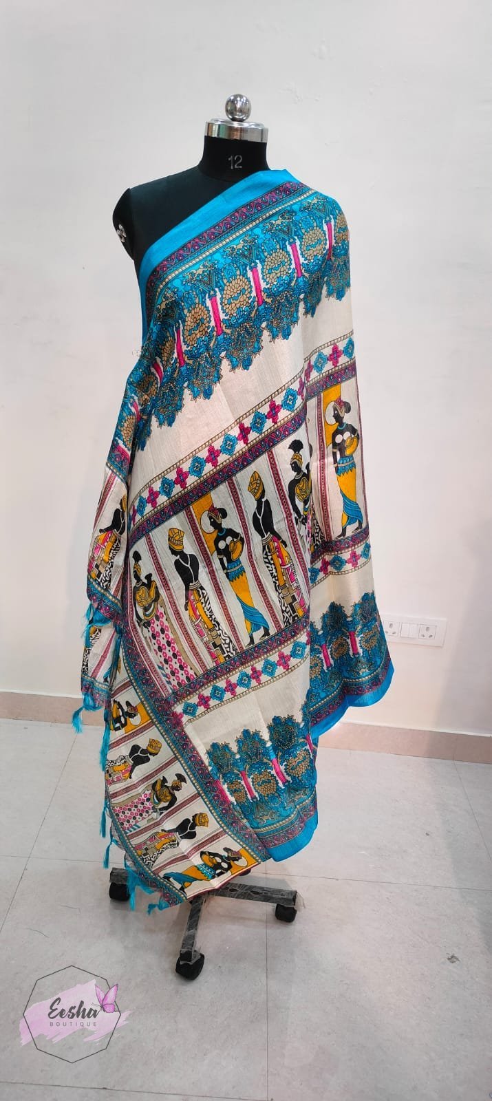 Tribal Print - Khadi Cotton Silk Dupatta