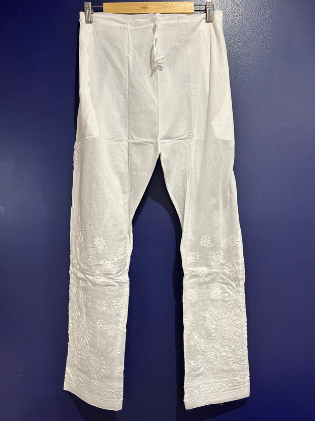 White Parallel Cotton Pants - Chakra