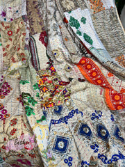 Kantha Stitch Vintage Silk Patchwork Throw