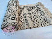 Beige handloom organic Indian cotton throw with tassels