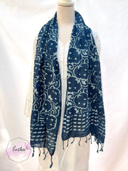 Indigo blue dabu batik stole