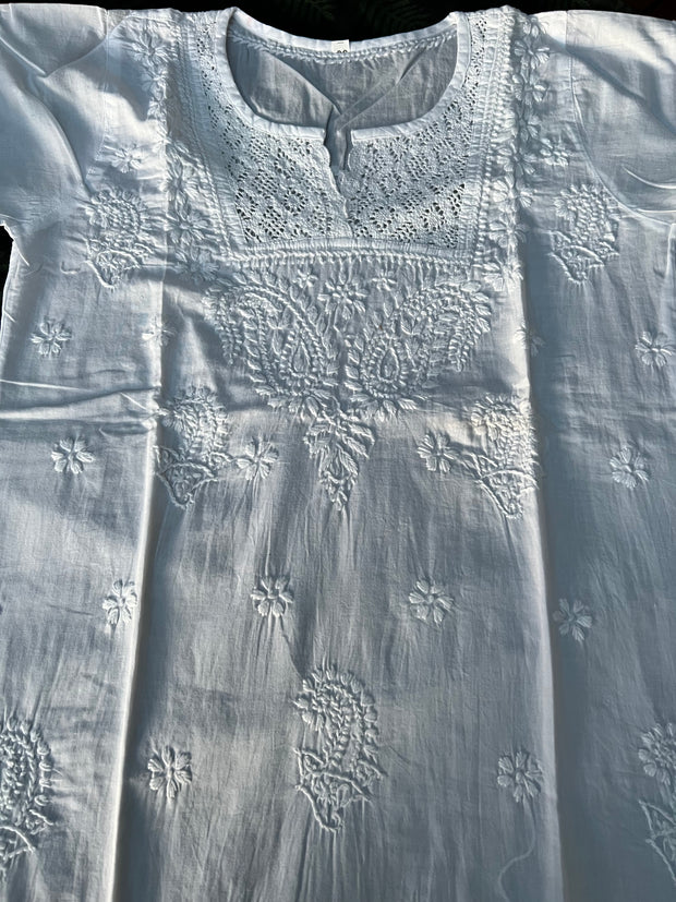 White Cotton Top - Petal Short Tunic
