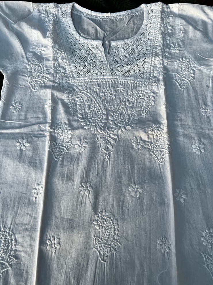 White Cotton Top - Petal Short Tunic