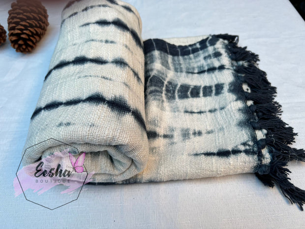 Indigo tie dye handloom organic Indian cotton throw