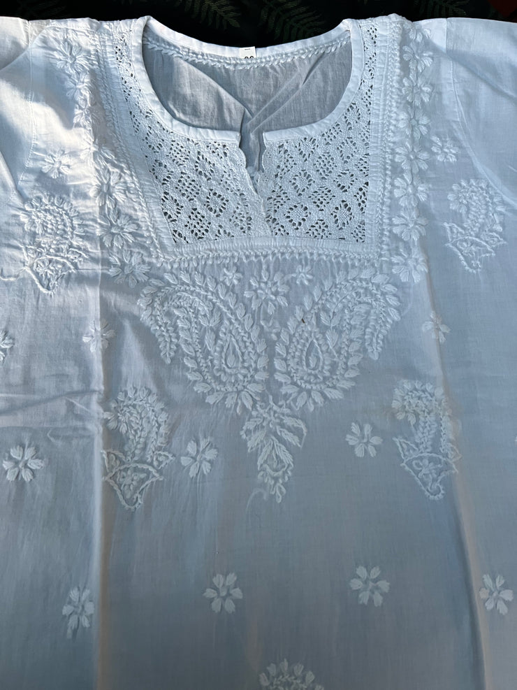 White Cotton Top - Petal Short Tunic