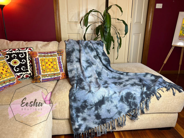 Indigo tie dye handloom organic Indian cotton throw