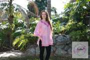 Turquoise Bell Sleeves Hand Block Print Tunic Kurta with Chikankari Hand Embroidery