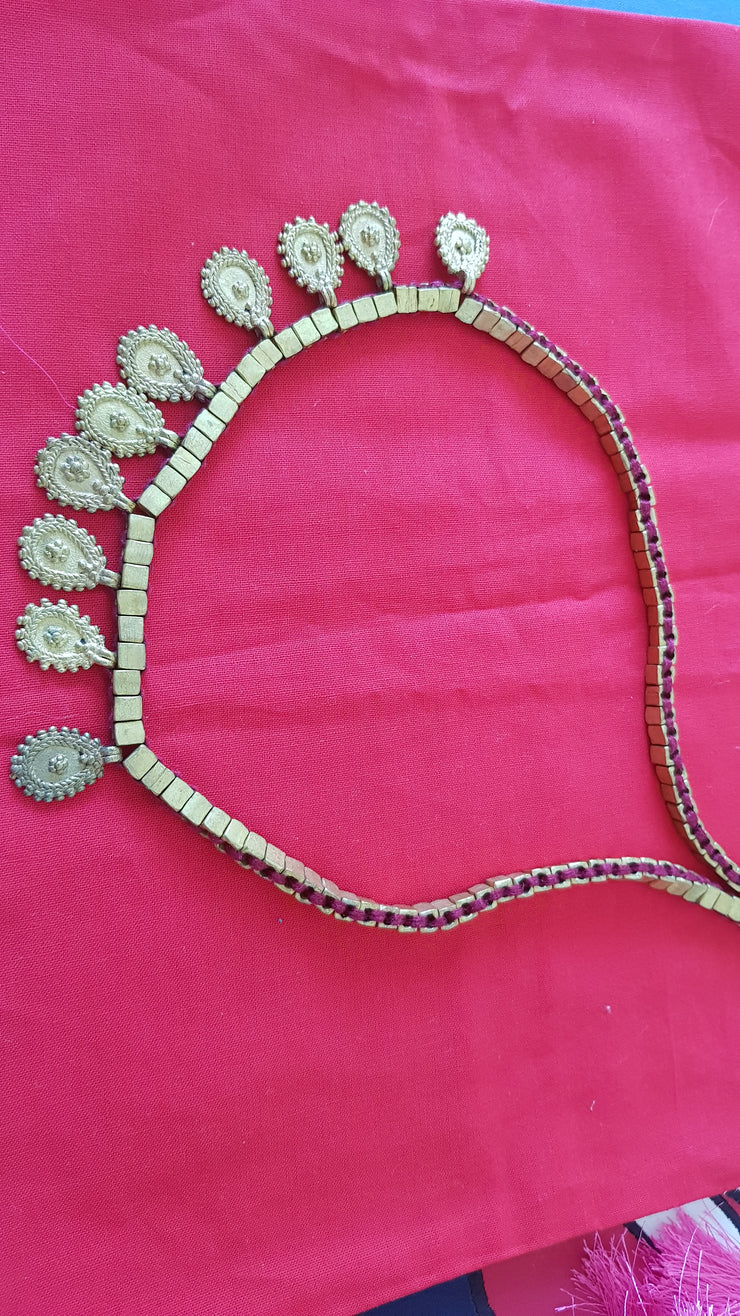 Tribal Petal Brass Pendant Necklace
