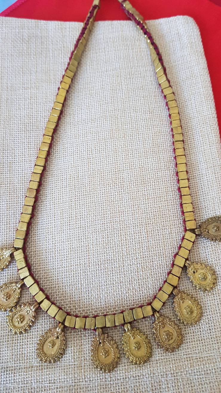 Tribal Petal Brass Pendant Necklace