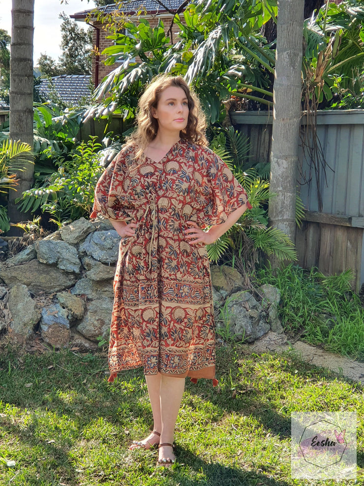 Long Kaftan - Kalamkari Print With Tussles