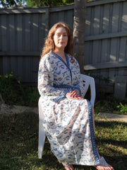 Long Kimono Robe - Blue Flemingo - Kimono Robe by EeshaBoutique - gshop, Long Robe