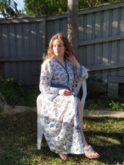 Long Kimono Robe - Blue Flemingo - Kimono Robe by EeshaBoutique - gshop, Long Robe