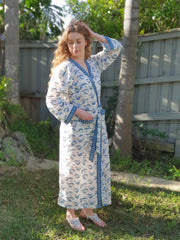 Long Kimono Robe - Blue Flemingo - Kimono Robe by EeshaBoutique - gshop, Long Robe