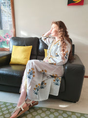 Long Kimono Robe - Yellow Floral Bouquet - Kimono Robe by EeshaBoutique - gshop, Long Robe