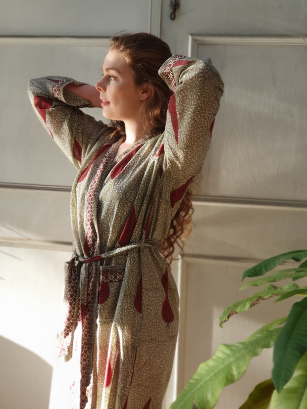 Long Kimono Robe - Cyprus - Kimono Robe by EeshaBoutique - gshop, Long Robe