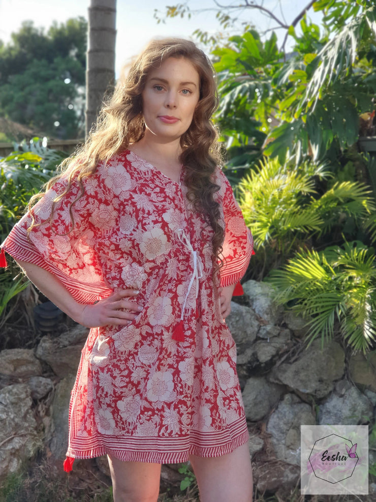 Short Kaftan - Red with Tussles