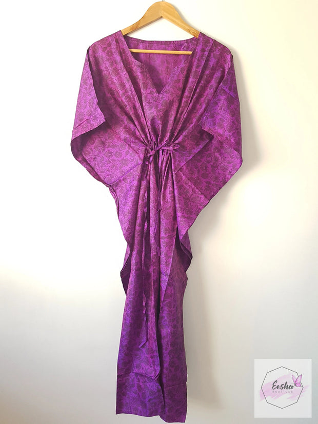 Purple Vintage Silk Long Kaftan