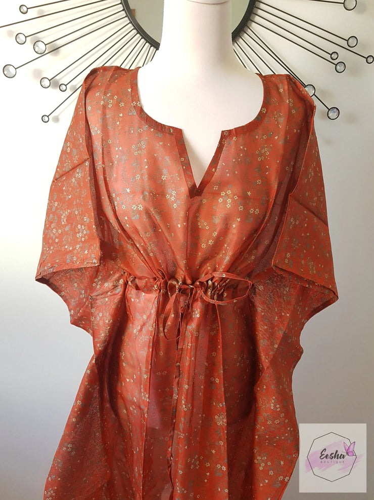 Vintage Silk Long Kaftan - Eesha Boutique