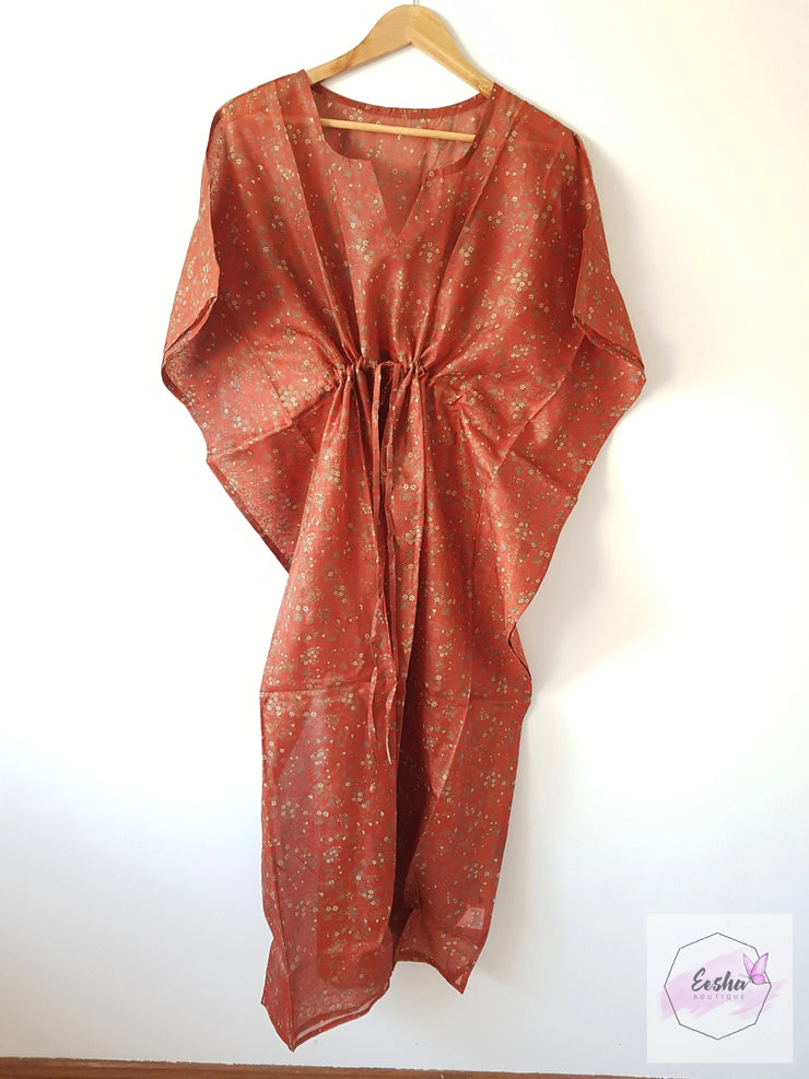 Vintage Silk Long Kaftan - Eesha Boutique