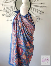 Hand Block print Indian cotton Sarong, Pario