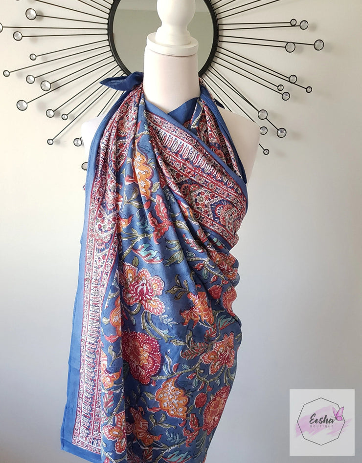Hand Block print Indian cotton Sarong, Pario