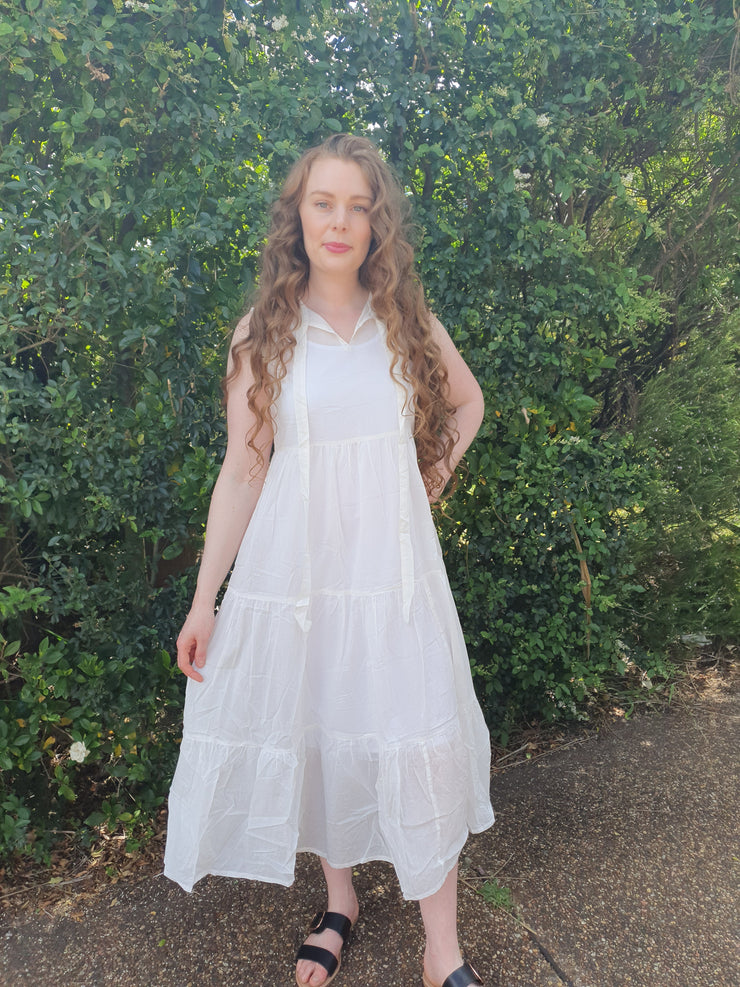 Kala - White Maxi Tiered Dress