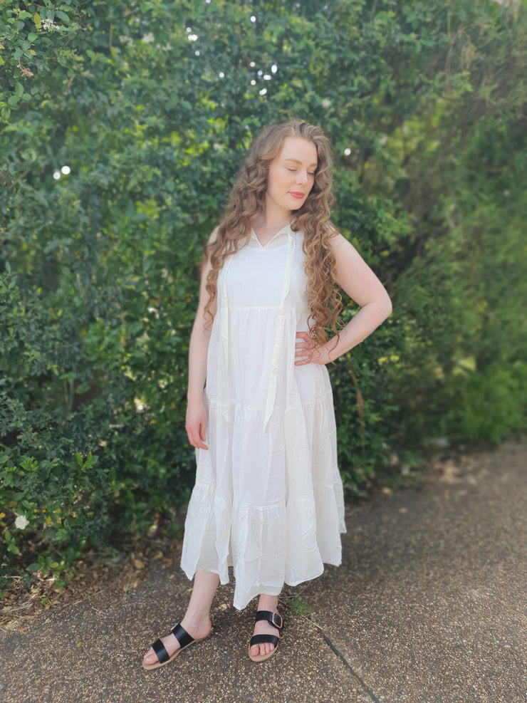 Kala - White Maxi Tiered Dress