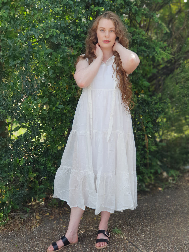 Kala - White Maxi Tiered Dress