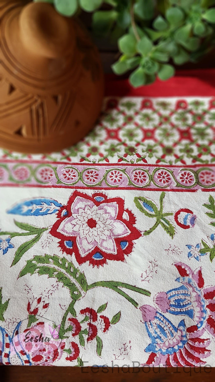 Hand Block Printed Table Cloth -  by EeshaBoutique - gshop, Indigo