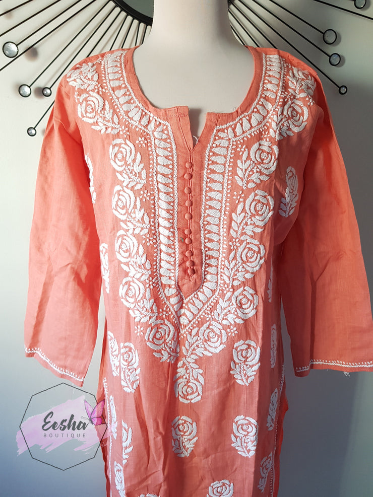Rose Hand Embroidered Long Tunic Kurta