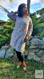 Pink Lotus Hand Block Print Tunic