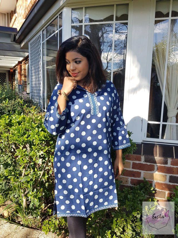 Polka Dot Hand Block Print Tunic