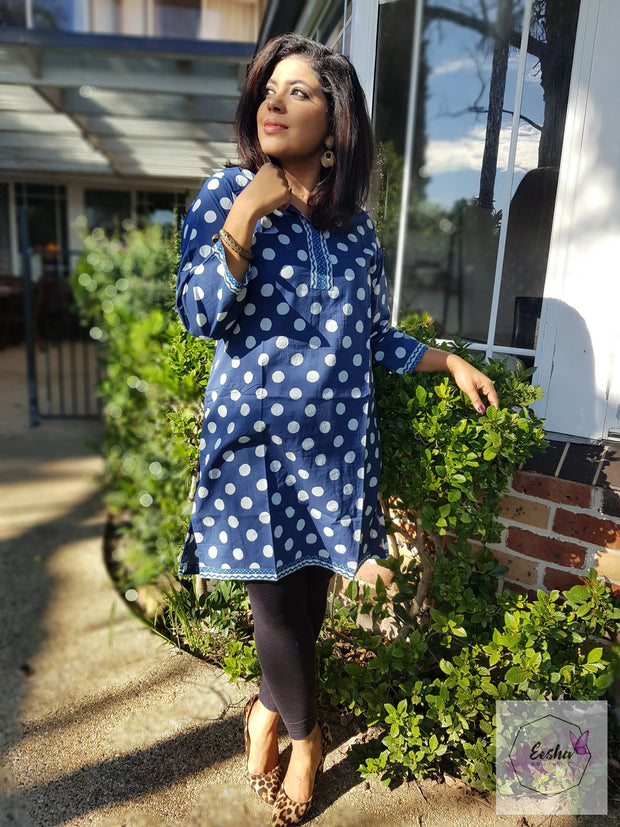 Polka Dot Hand Block Print Tunic