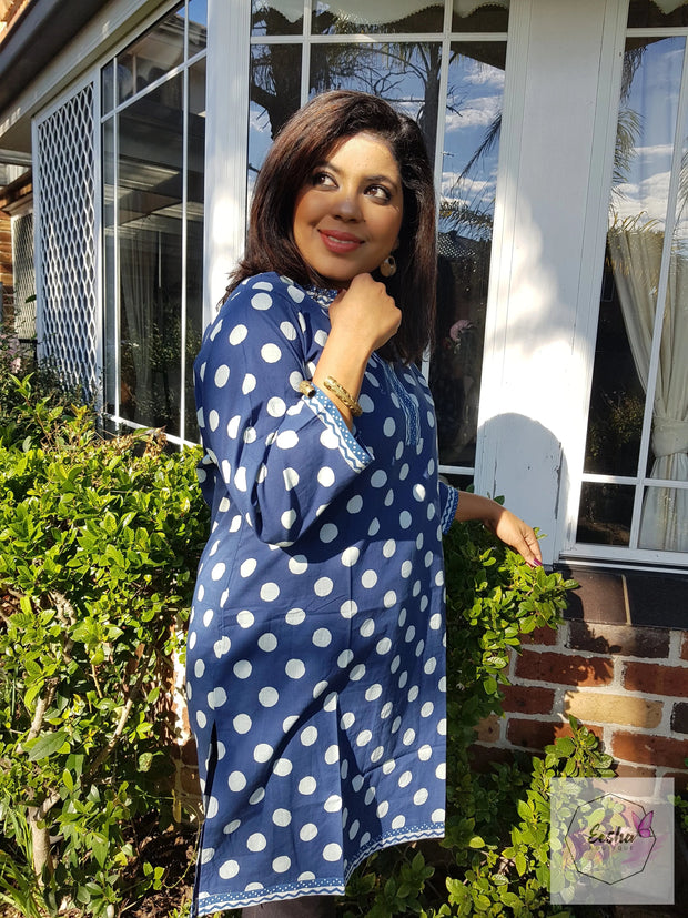 Polka Dot Hand Block Print Tunic