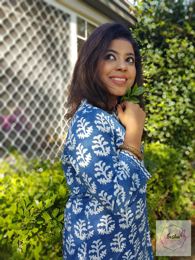 Indigo Tree Hand Block Print Tunic