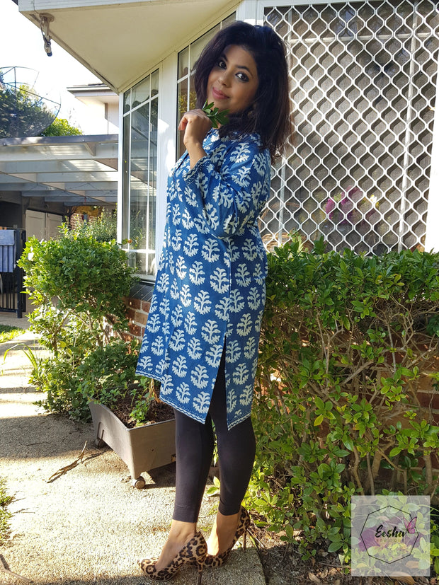 Indigo Tree Hand Block Print Tunic