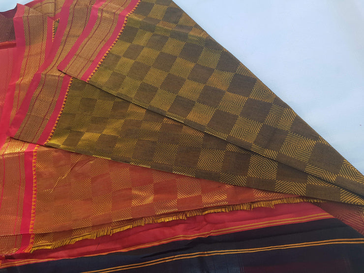 Handloom Resham Blended Silk Cotton Khun Saree - Golden -  by EeshaBoutique - gshop