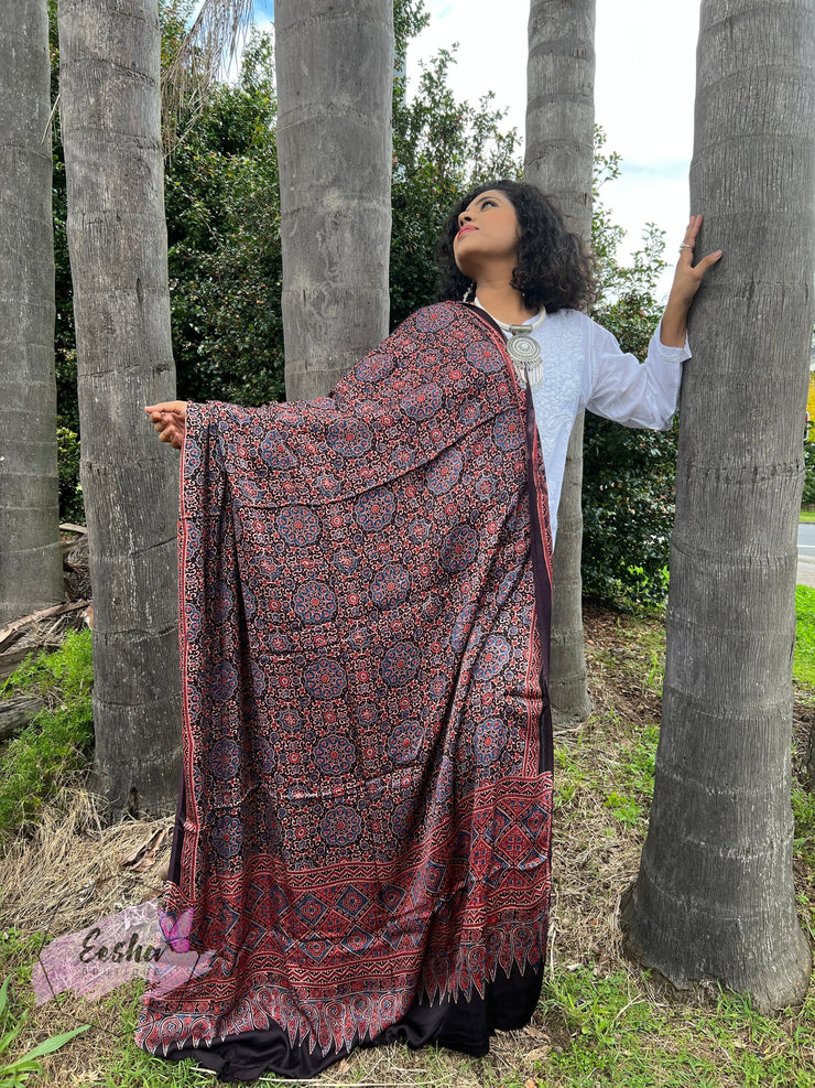 Ajrakh Modal Silk Dupatta - Mandala