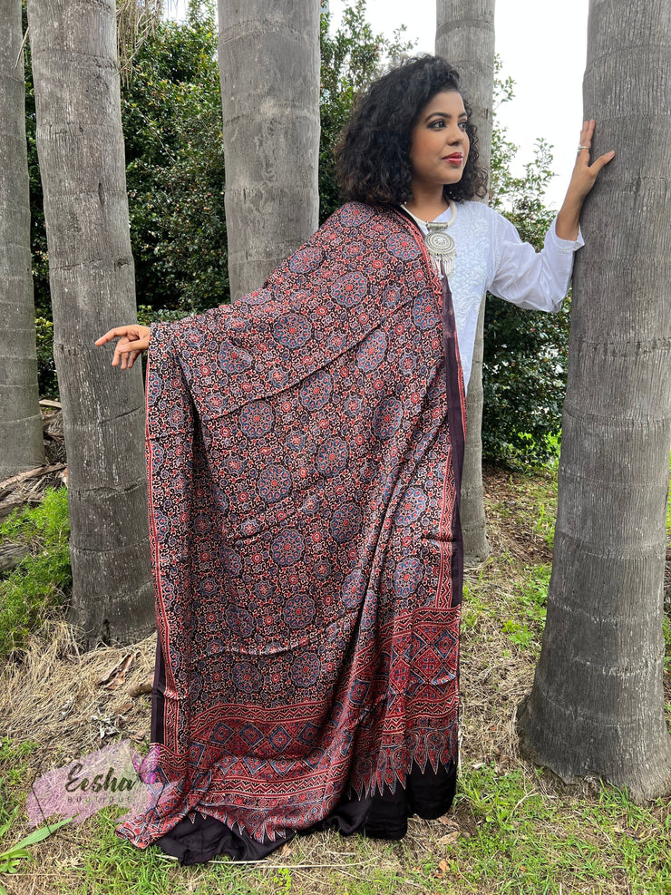 Ajrakh Modal Silk Dupatta - Mandala