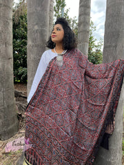 Ajrakh Modal Silk Lagdi Patta Dupatta - Rangoli