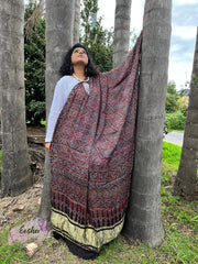 Ajrakh Modal Silk Lagdi Patta Dupatta - Rangoli