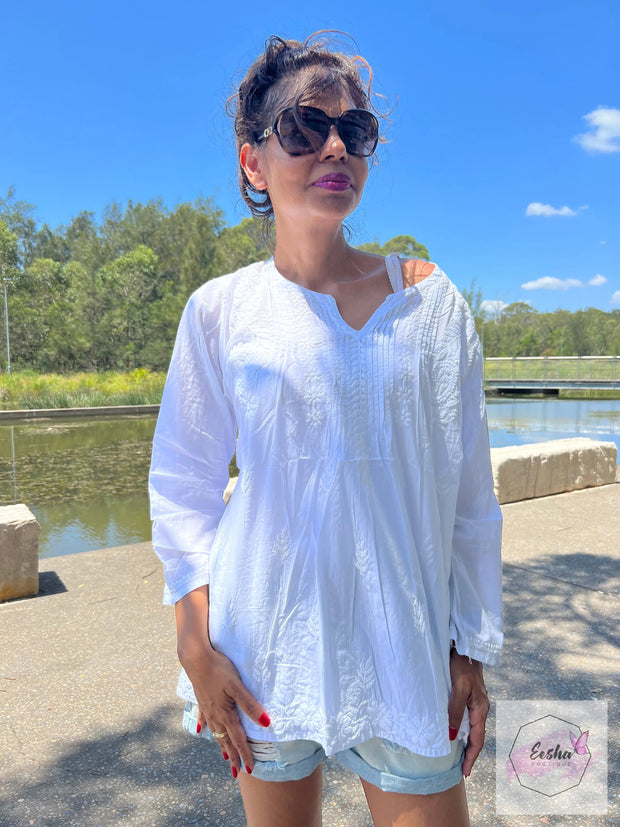 Amara - White Cotton Top EeshaBoutique