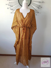 Apricot Vintage Silk Long Kaftan